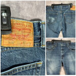 Levis 505 Jeans Mens 40x30 Regular Fit Straight‎ Classic Medium Wash Denim